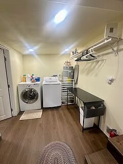Shared laundry space. 