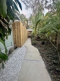 Private walkway inside gate leading to your own private entrance. 