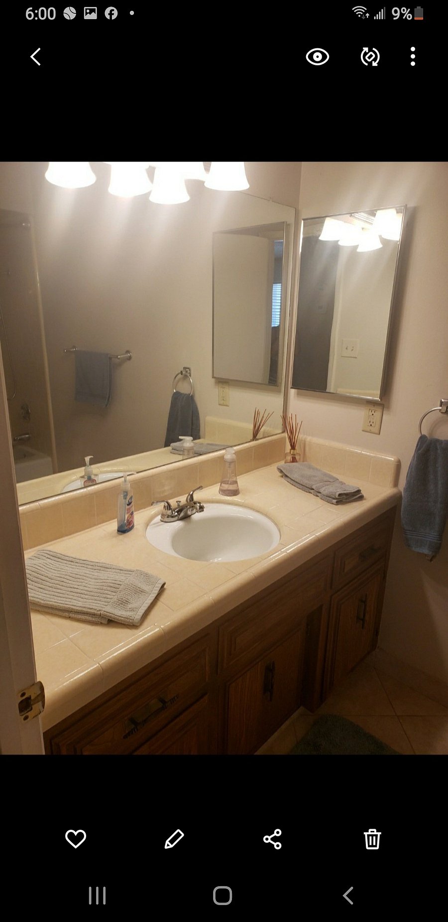 Your own private bathroom that if you wanted to place pictures in and decorate with your own style!