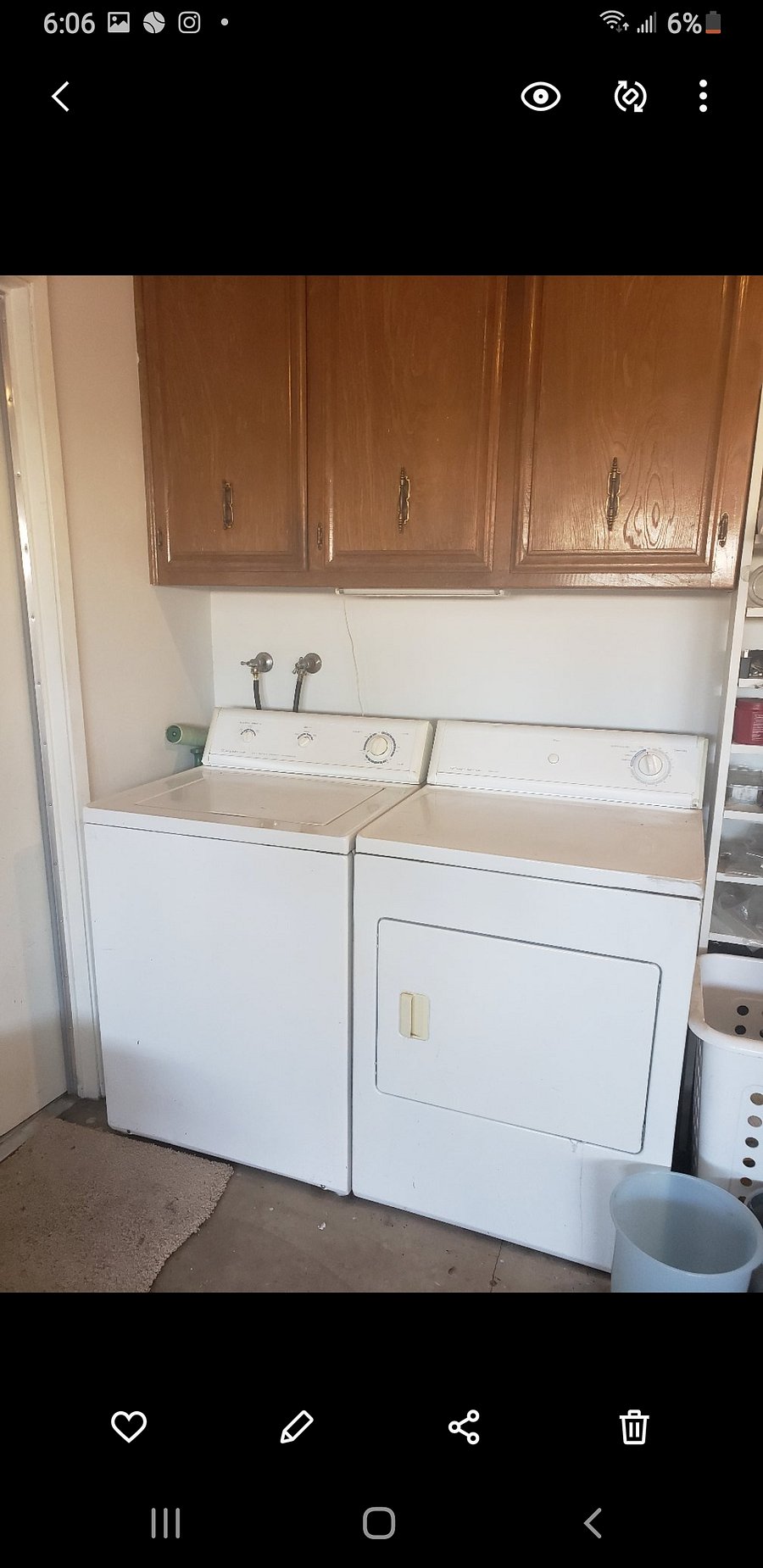 New washing machine and about 29 years old dryer that works great but have a home warranty. 