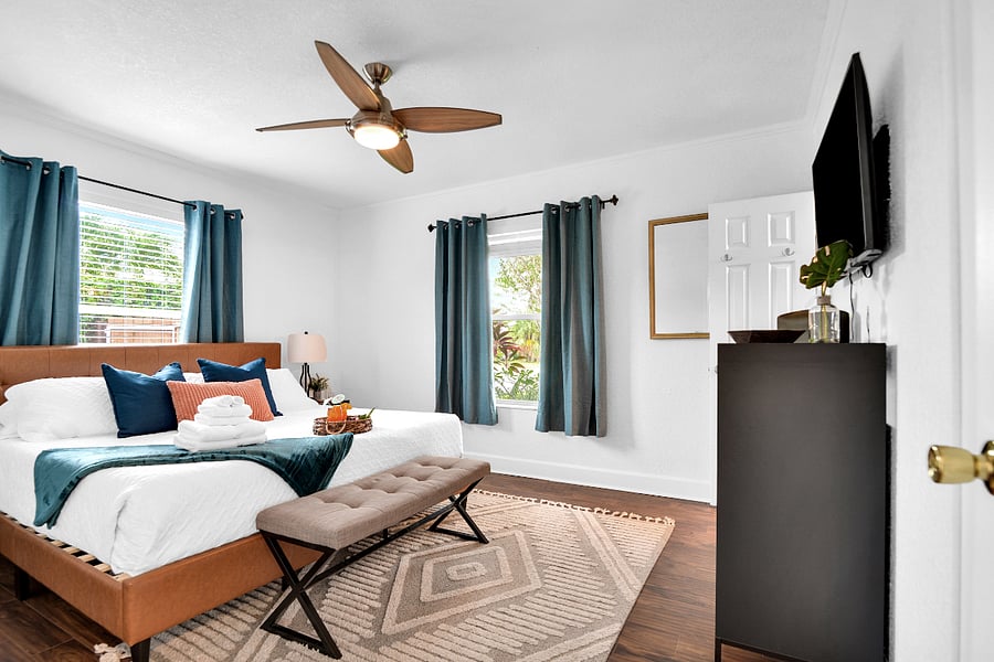 Our primary bedroom is your sanctuary with a king-sized bed for ultimate comfort