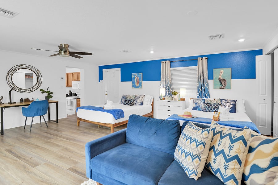 Designated workspace - the perfect spot to conquer your tasks, whether you're on a workcation or need to stay connected