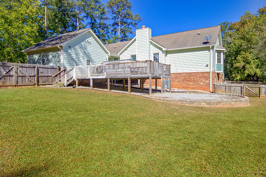backyard, double decks