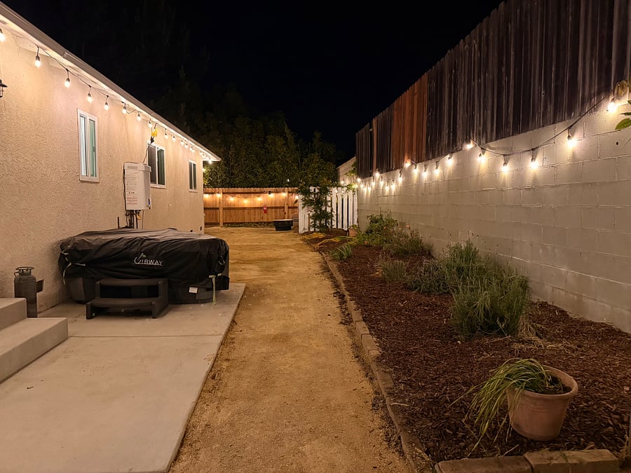 Completely lit backyard for nighttime enjoyment. Note: Jacuzzi use is extra fee