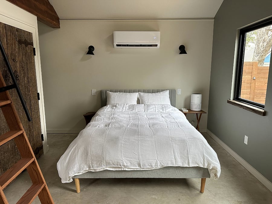 Queen sized memory mattress with European linens