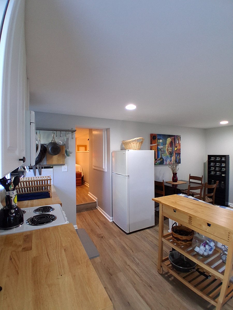 Fully stocked kitchen with pots & pans, dishes, utensils, etc.