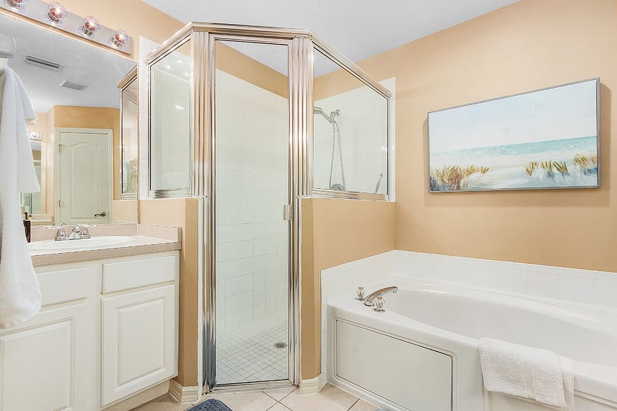 Master bath with soaking tub and shower