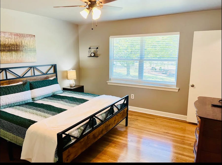 Master bedroom with King bed & bathroom attached.