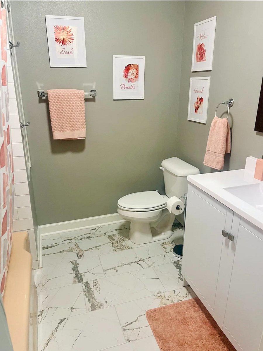 Bathroom with shower & bath.