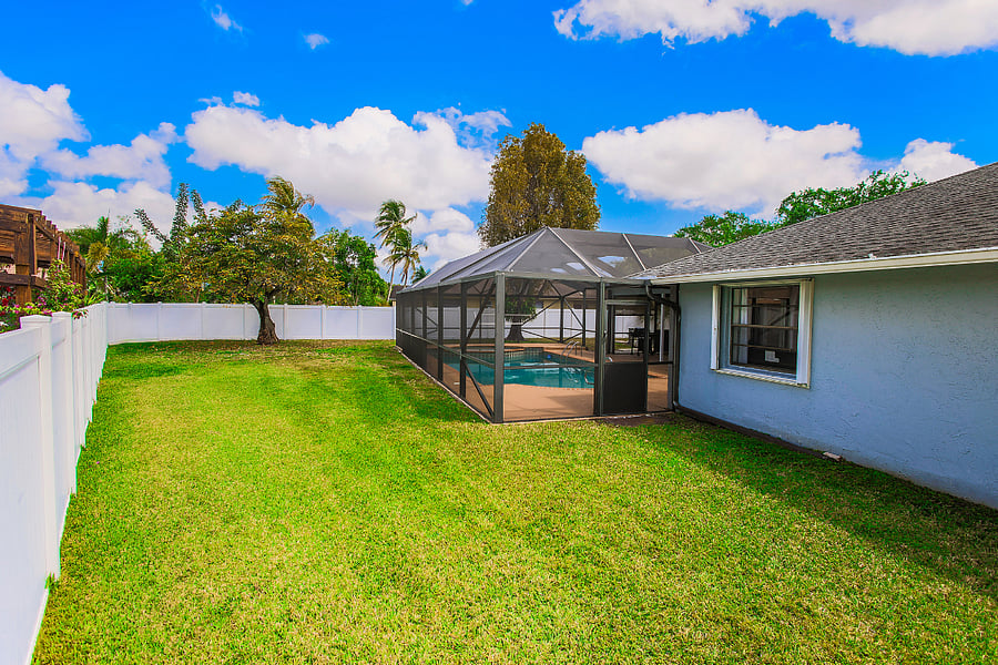 Fenced-in backyard