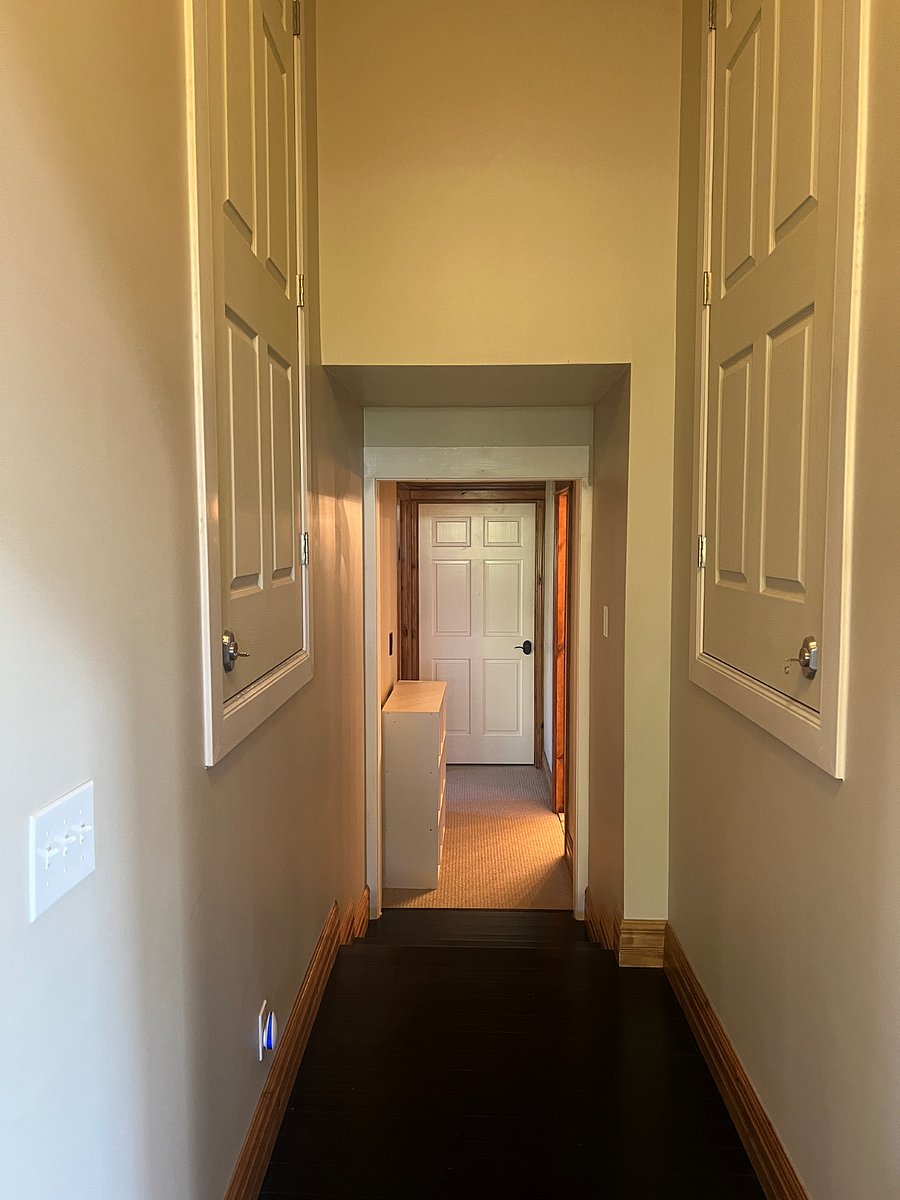 Separate hallway to bedroom and bathroom