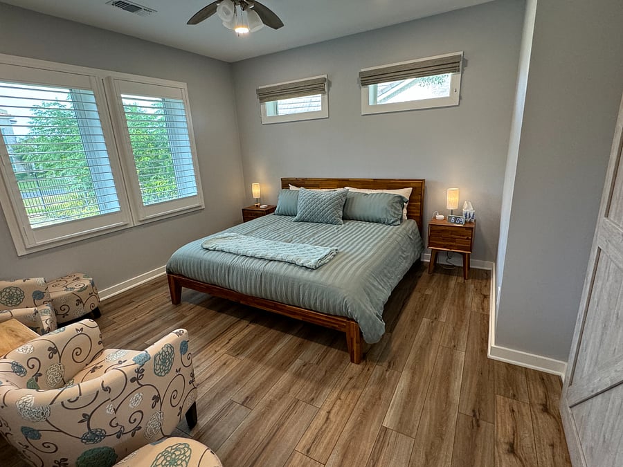 Master Suite with attached master bathroom. King size bed.