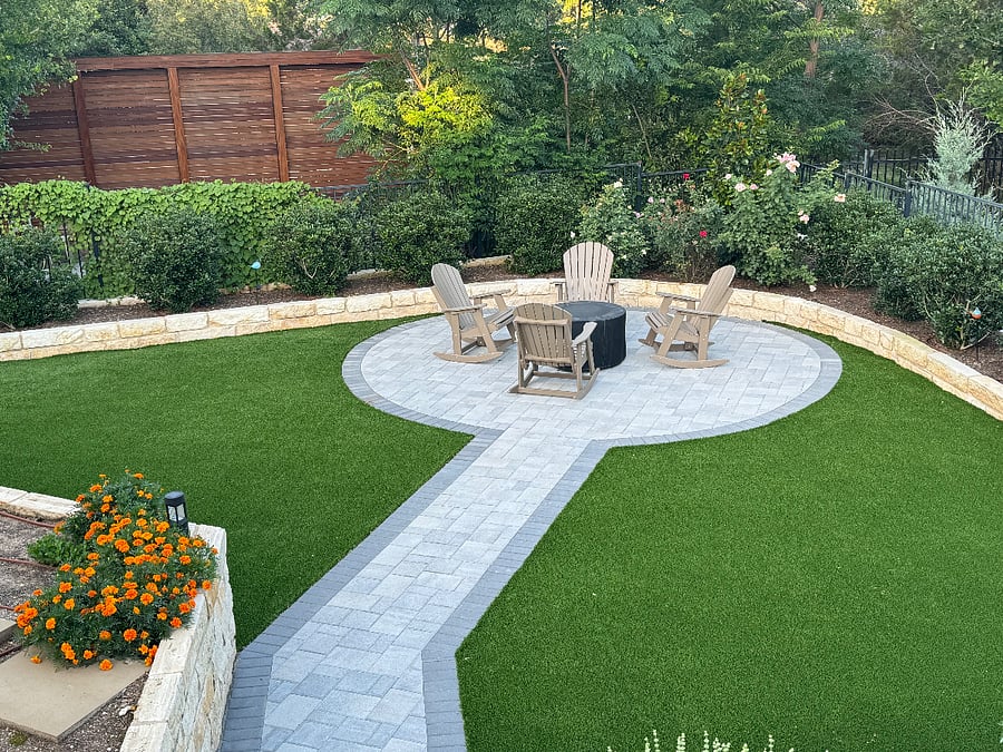 Fire pit area. Secluded, private, surrounded by a private garden with beautiful flowers.
