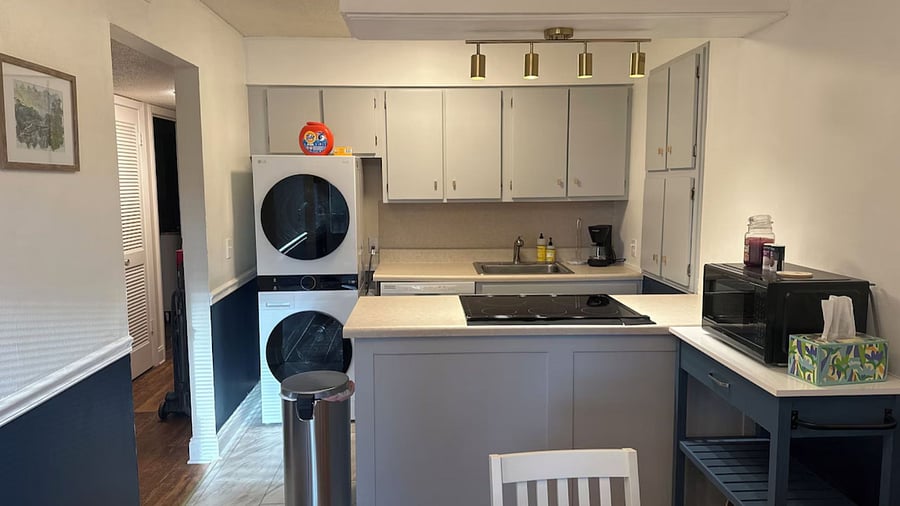 Kitchen with in-unit Washer and Dryer