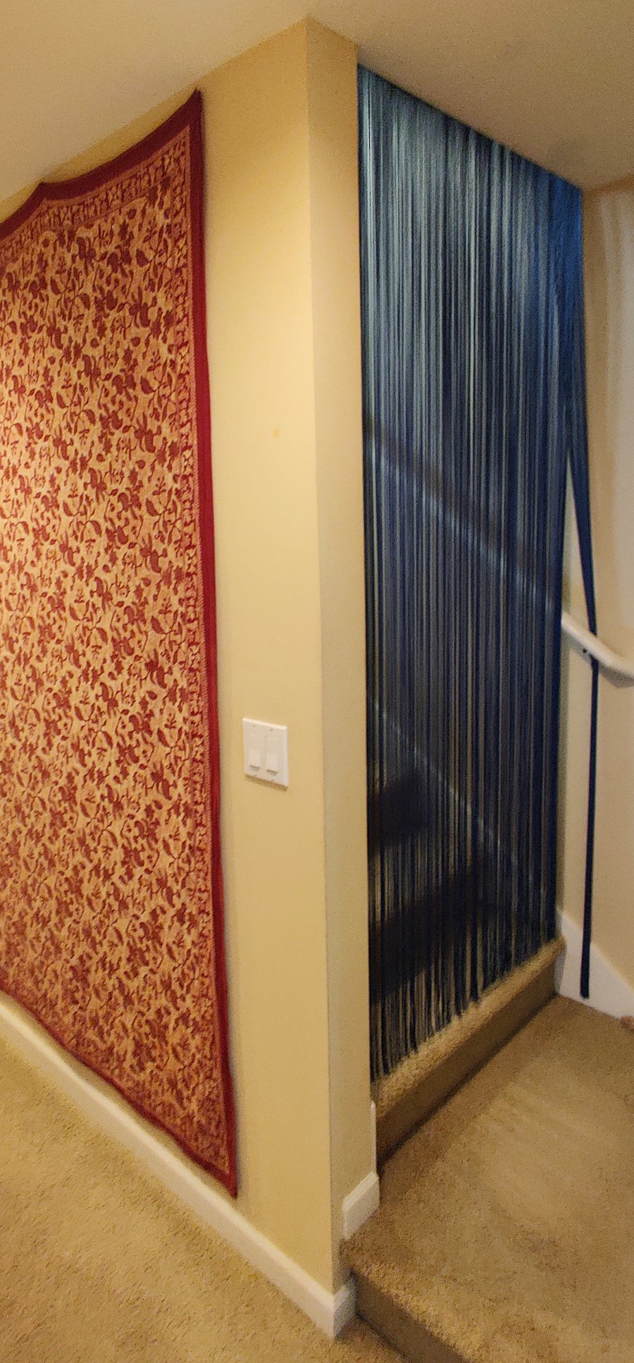 'Rain curtain' beneath upper staircase