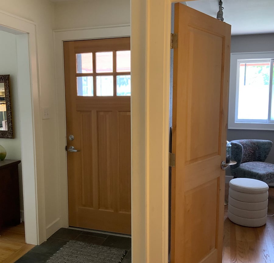 Separate entrance to bedroom suite with beautiful front door