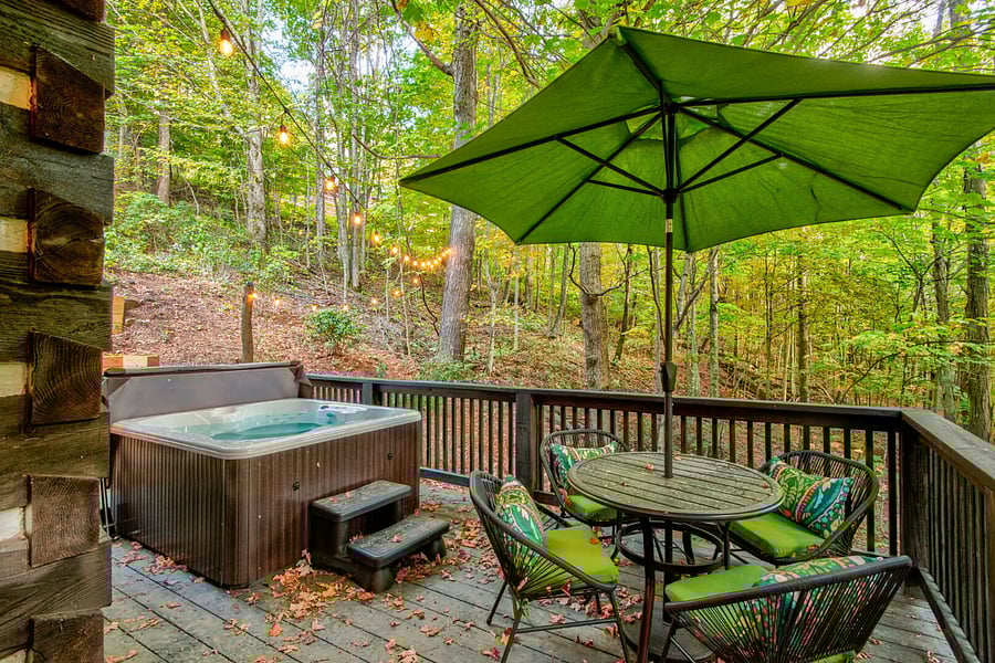 Hot tub and patio table.