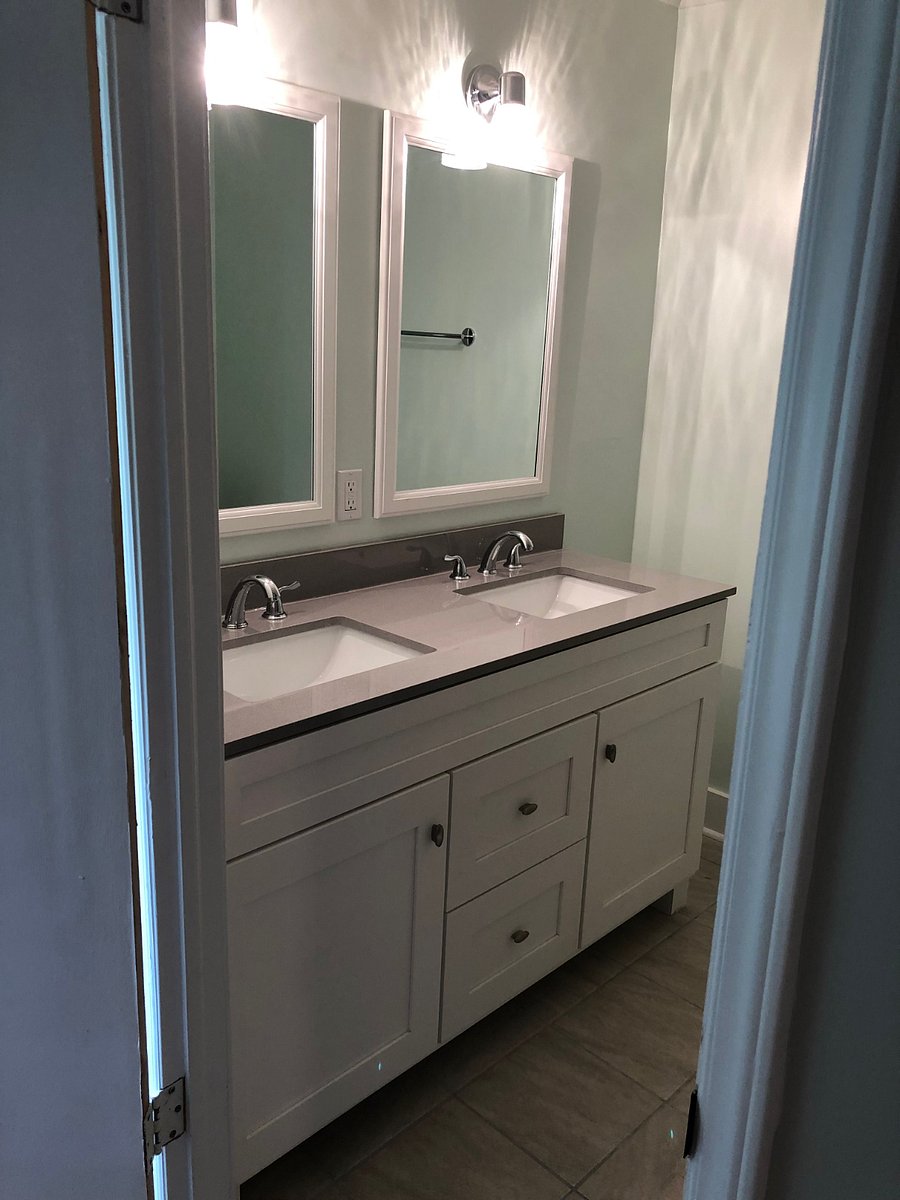 Double vanity in master bathroom.
