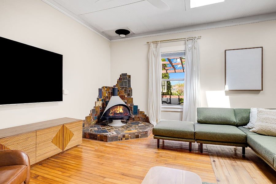 Please note that indoor fireplace is not functional and is purely aesthetic.