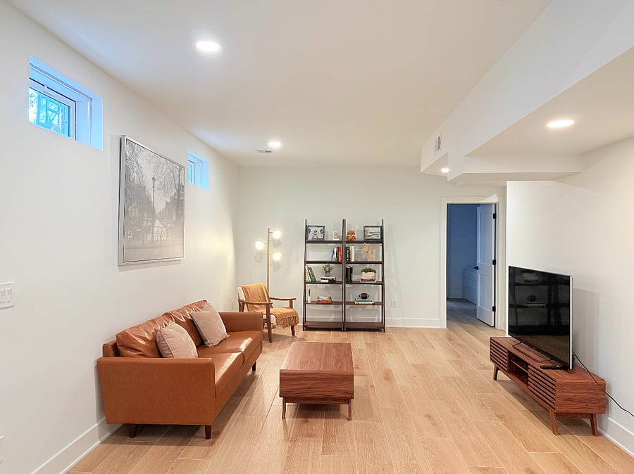 Lower floor living room and reading nook