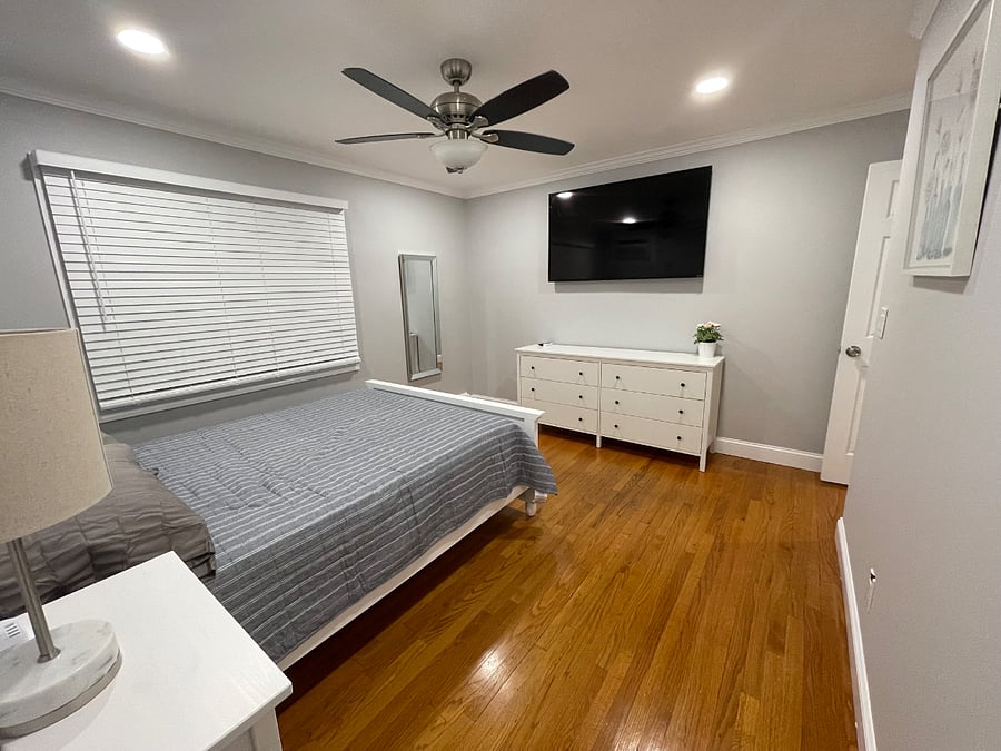 Bedroom 1 with a queen size bed.