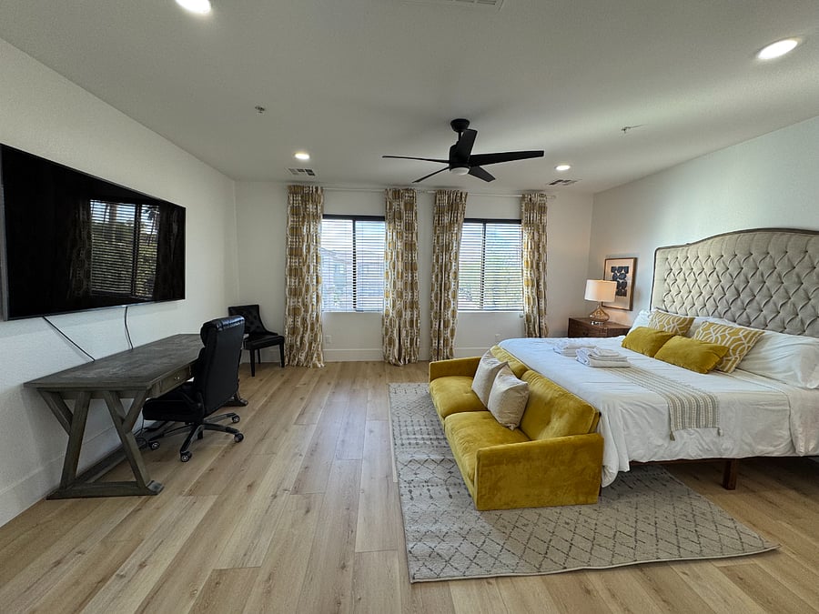 Master bedroom. Kind bed and 1 sleeper couch