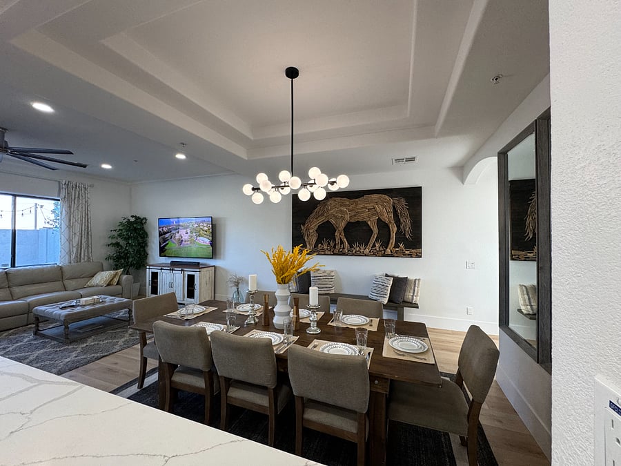 Large dining table. seats 8