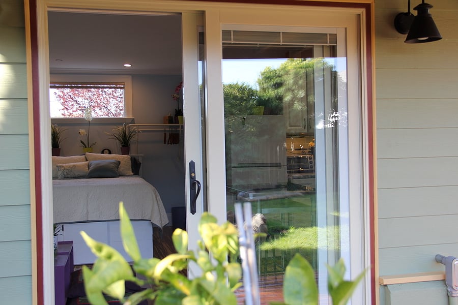 View into cottage from the deck