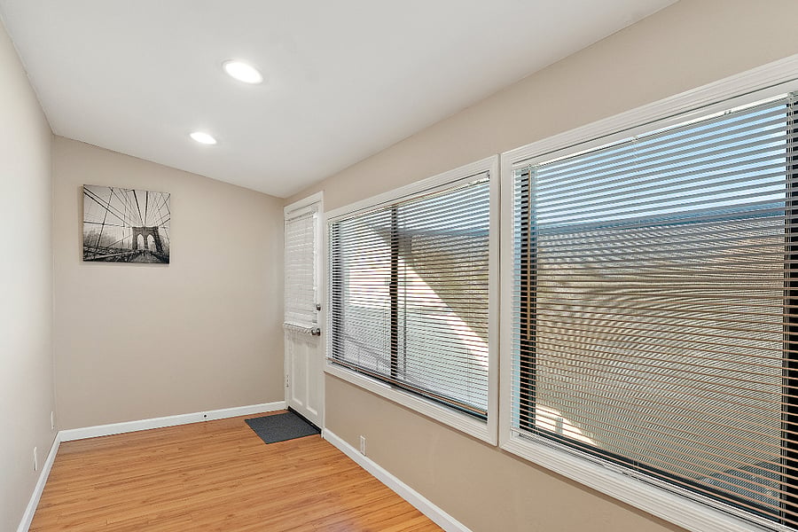 Private entrance that leads straight down to the lower outdoor patio and the laundry room.