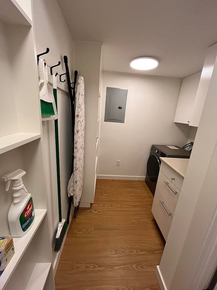 Pantry with washer/dryer combo with steam functions