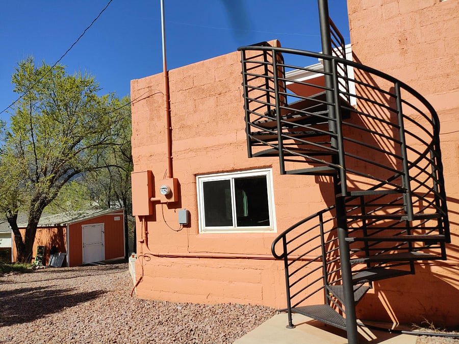 Stairs to upper level apartment
