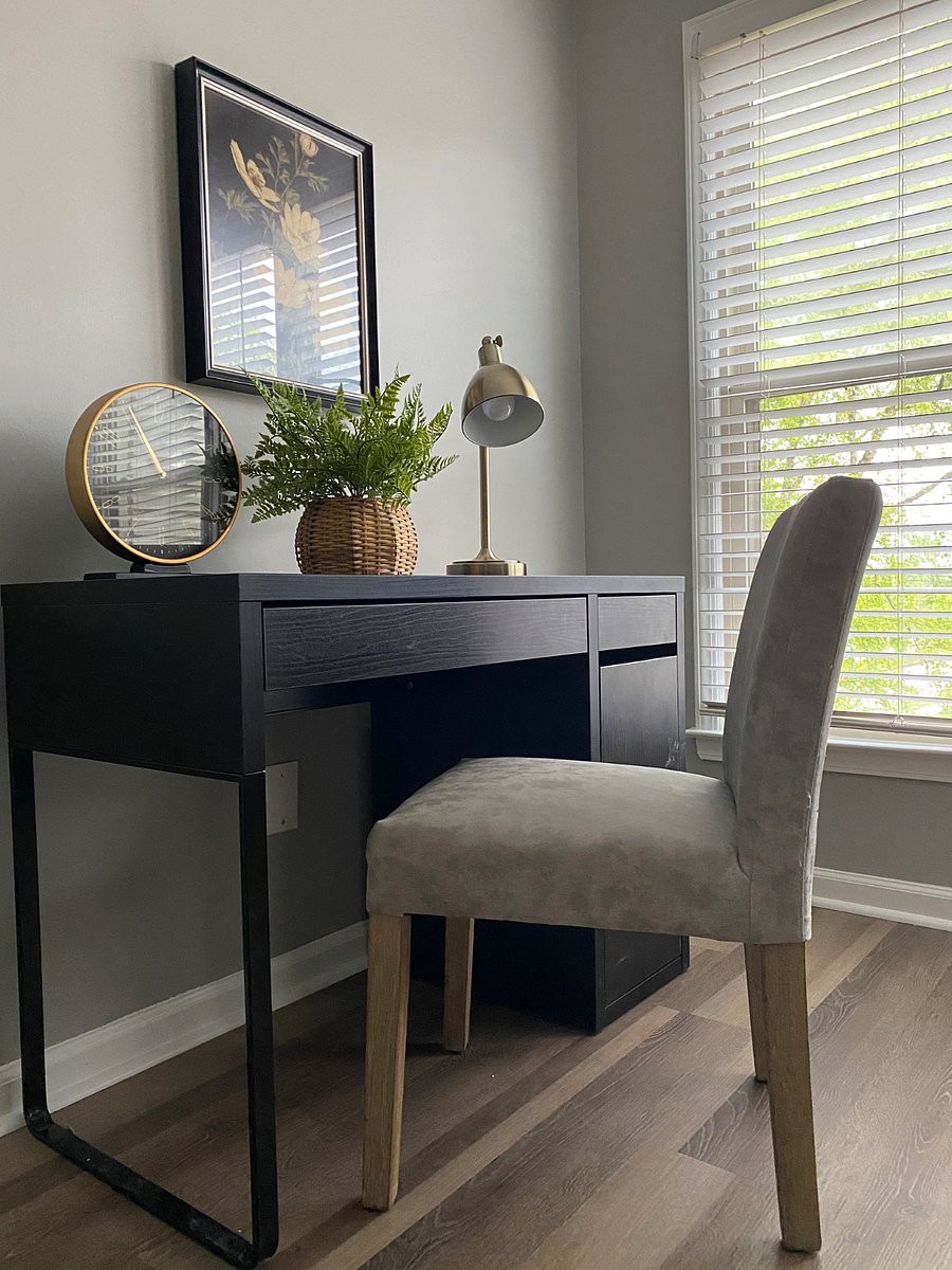 shared desk in living room