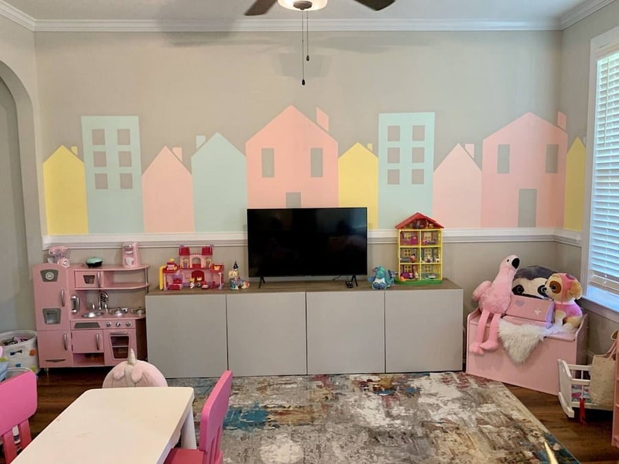 Toys not included. Can be used as playroom or extra living room.