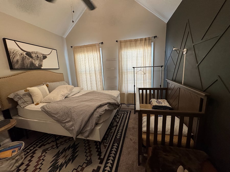 Crib available if needed or it will be set up with the Queen bed.