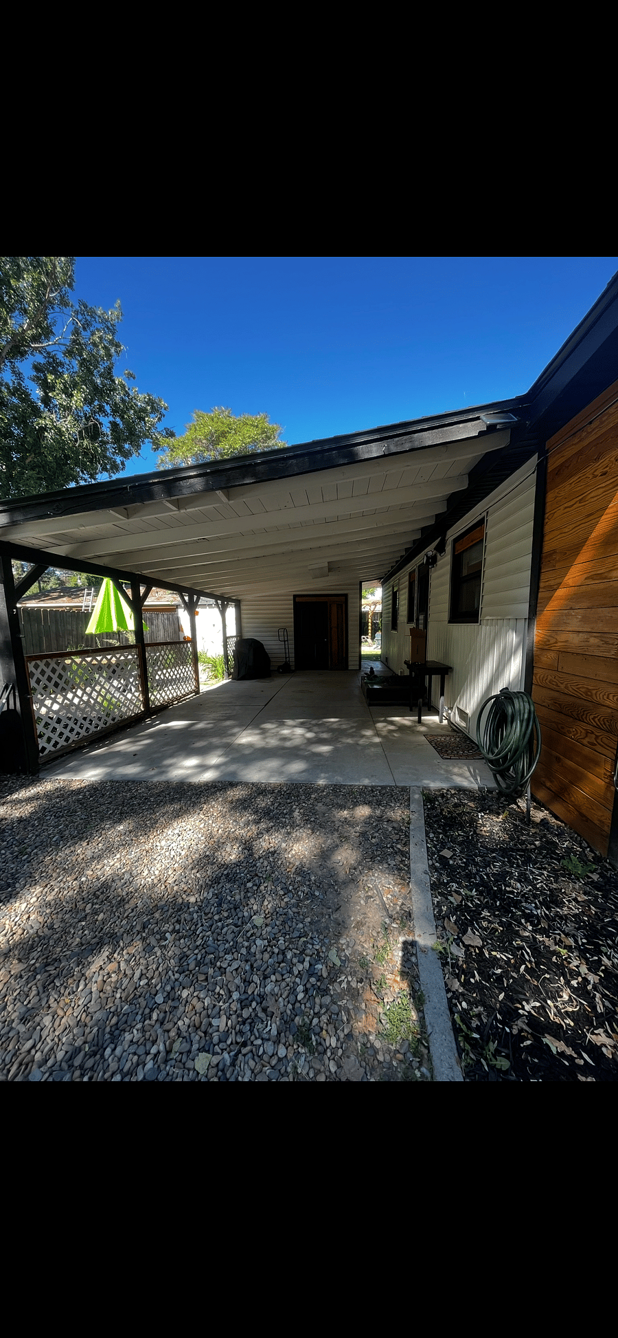 Covered parking and access to house
