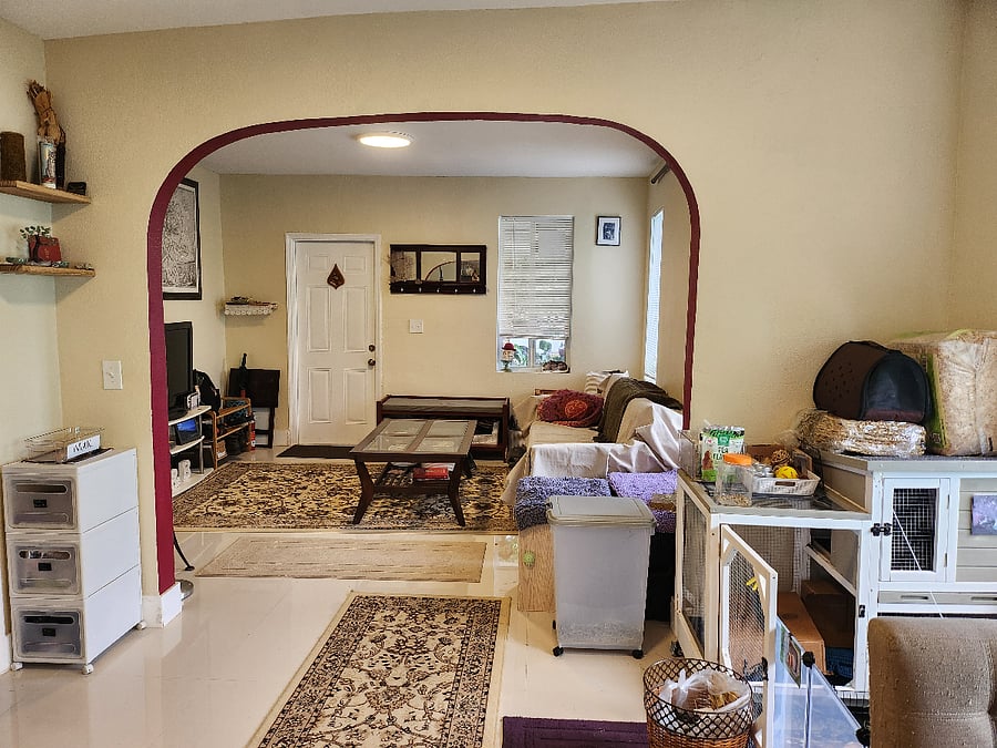 View of dining area and living room