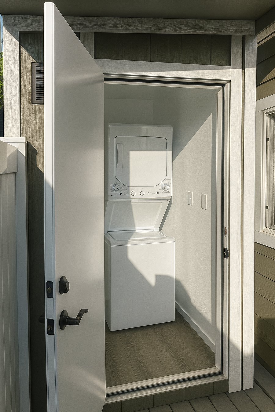 Washer & Dryer
Enjoy the convenience of a washer and dryer on-site, free for you to use and only shared with one other unit. Thanks to the propertys water softener system, your clothes are washed in soft water, keeping fabrics fresh and gentle.
