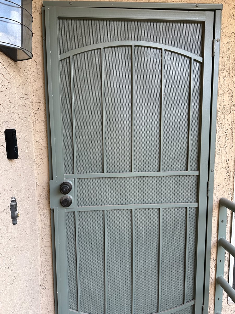 Security: Front entry security screen door with key pad lock.