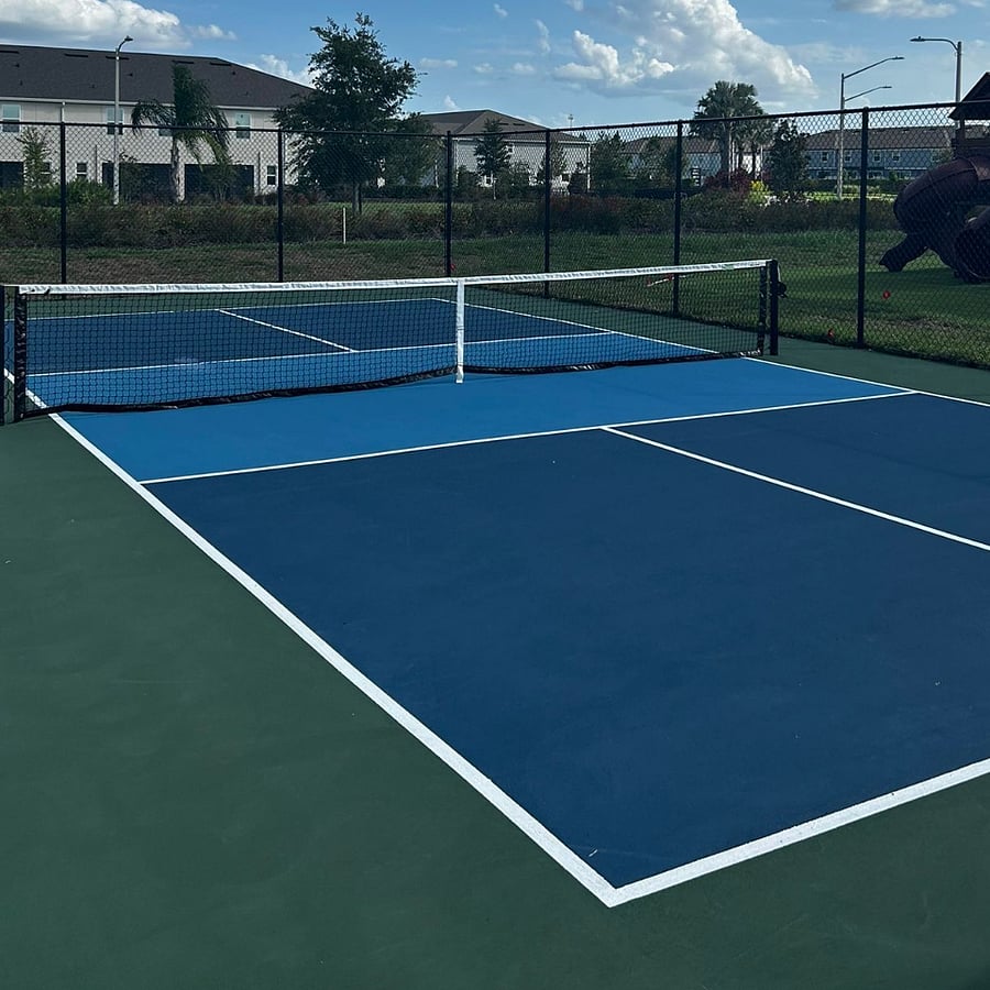 Community features pickleball courts and a playground for recreation and family fun.