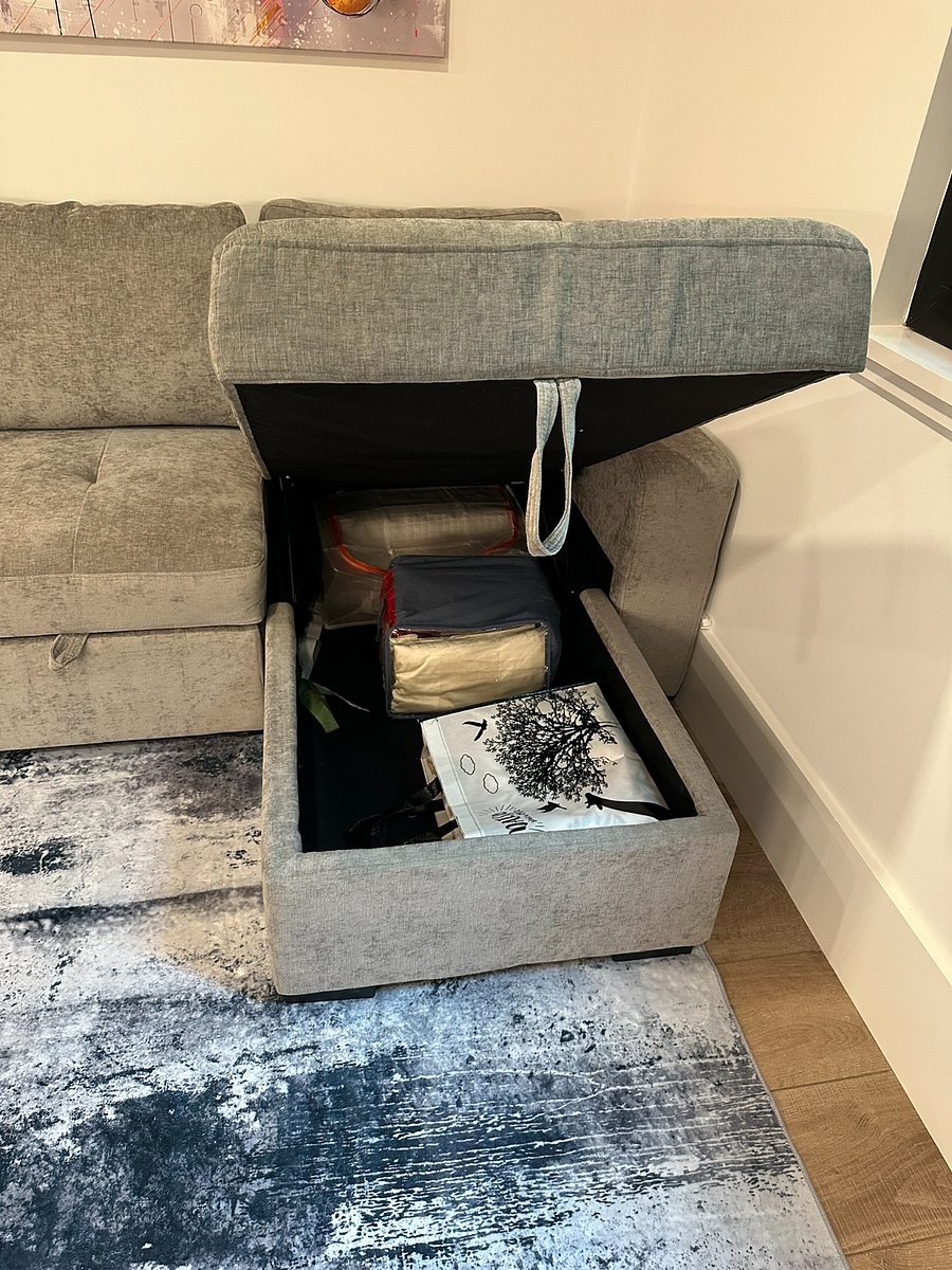 Sofa Storage for extra linens, etc.