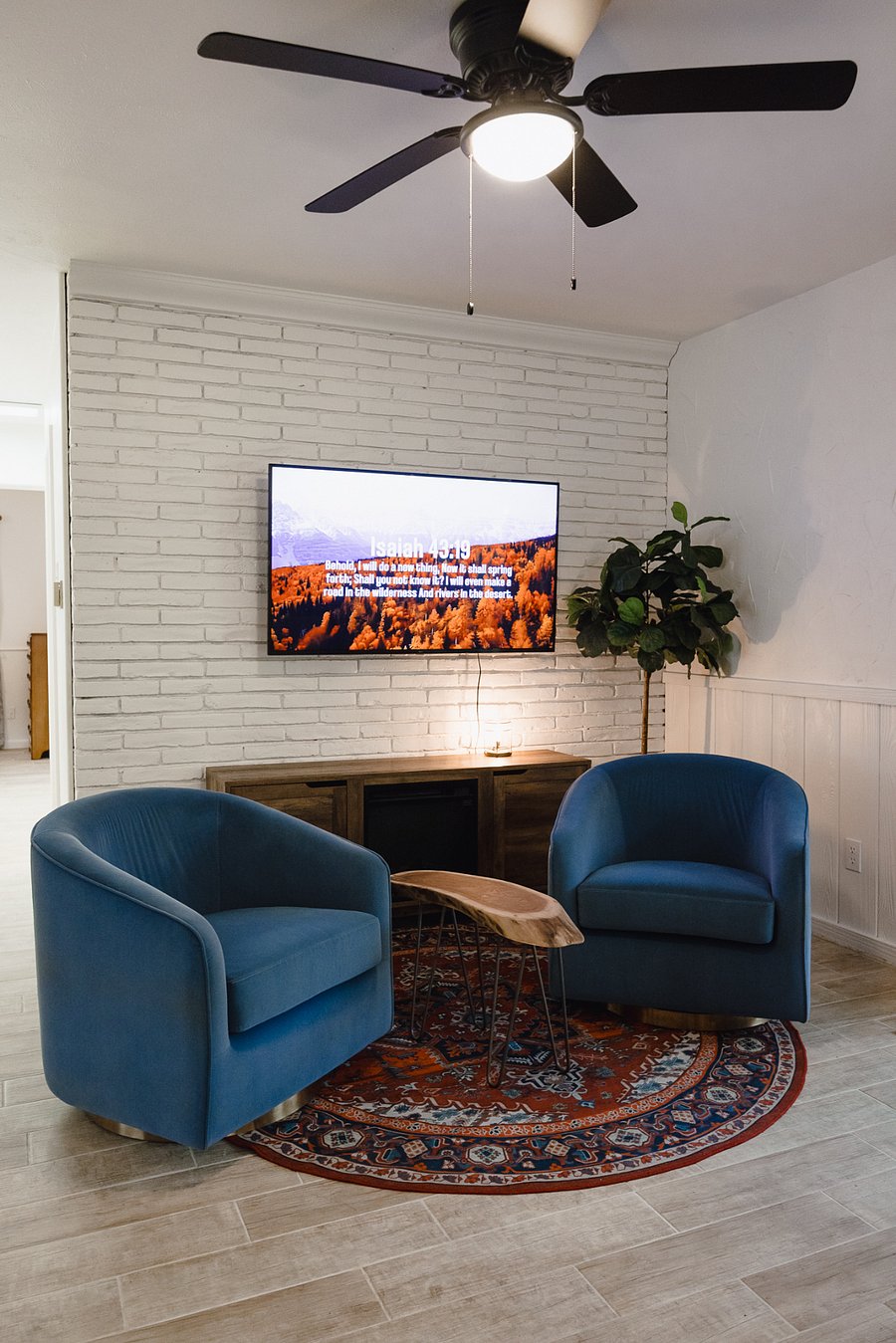 Electric Fireplace & 55" Smart TV