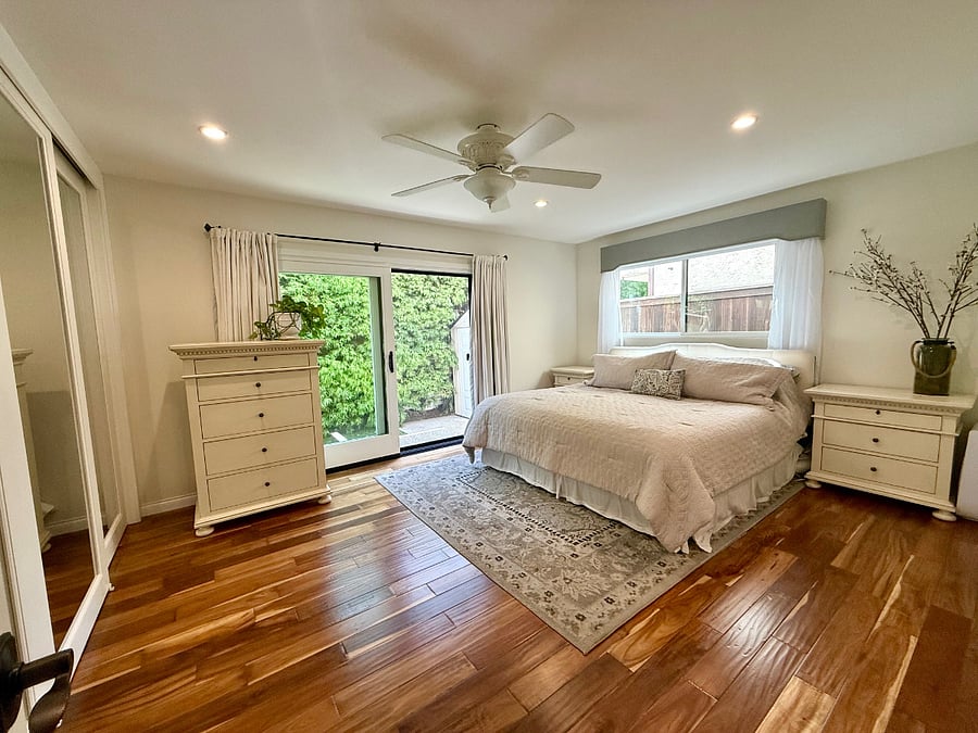 master bedroom with private backyard attached