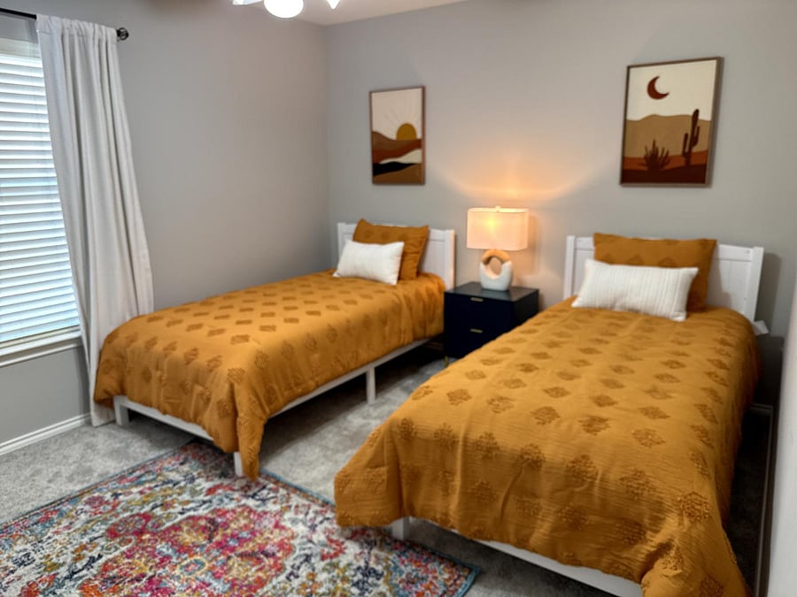 Secondary room with 2 twin XL beds. Spacious closet. Second floor.