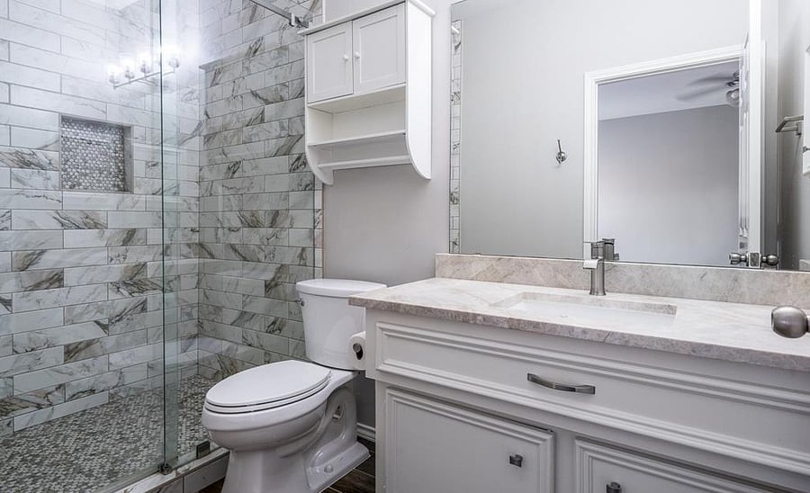 Freshly updated master bathroom. 
