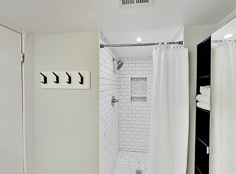 Bathroom with shower.