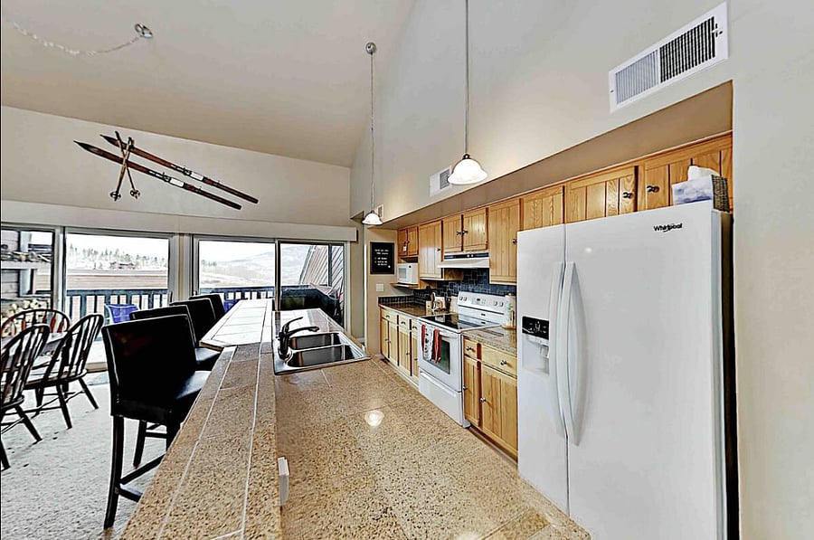 Kitchen looking towards deck.