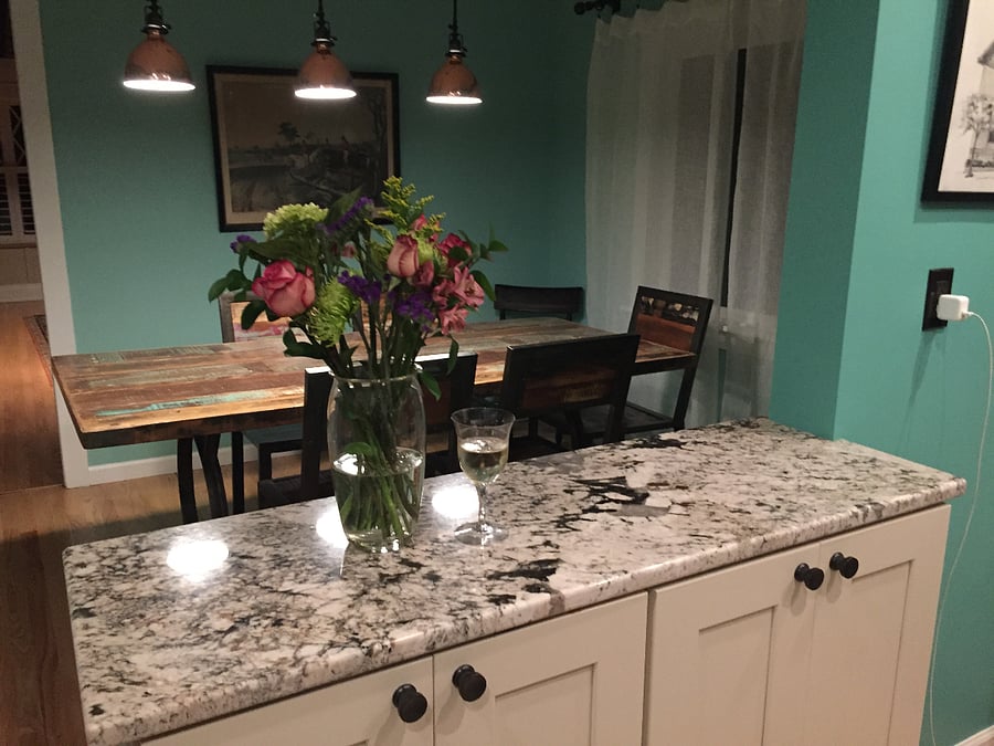 Kitchen looking into dining room
