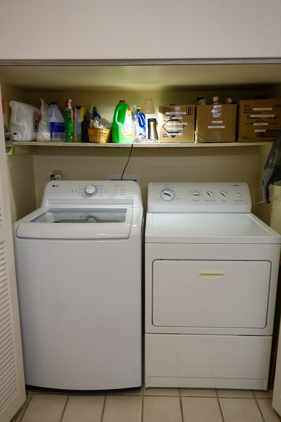 The washer and dryer, which we all use, are located in a large closet within the bathroom.  Both machines are relatively new and work well.