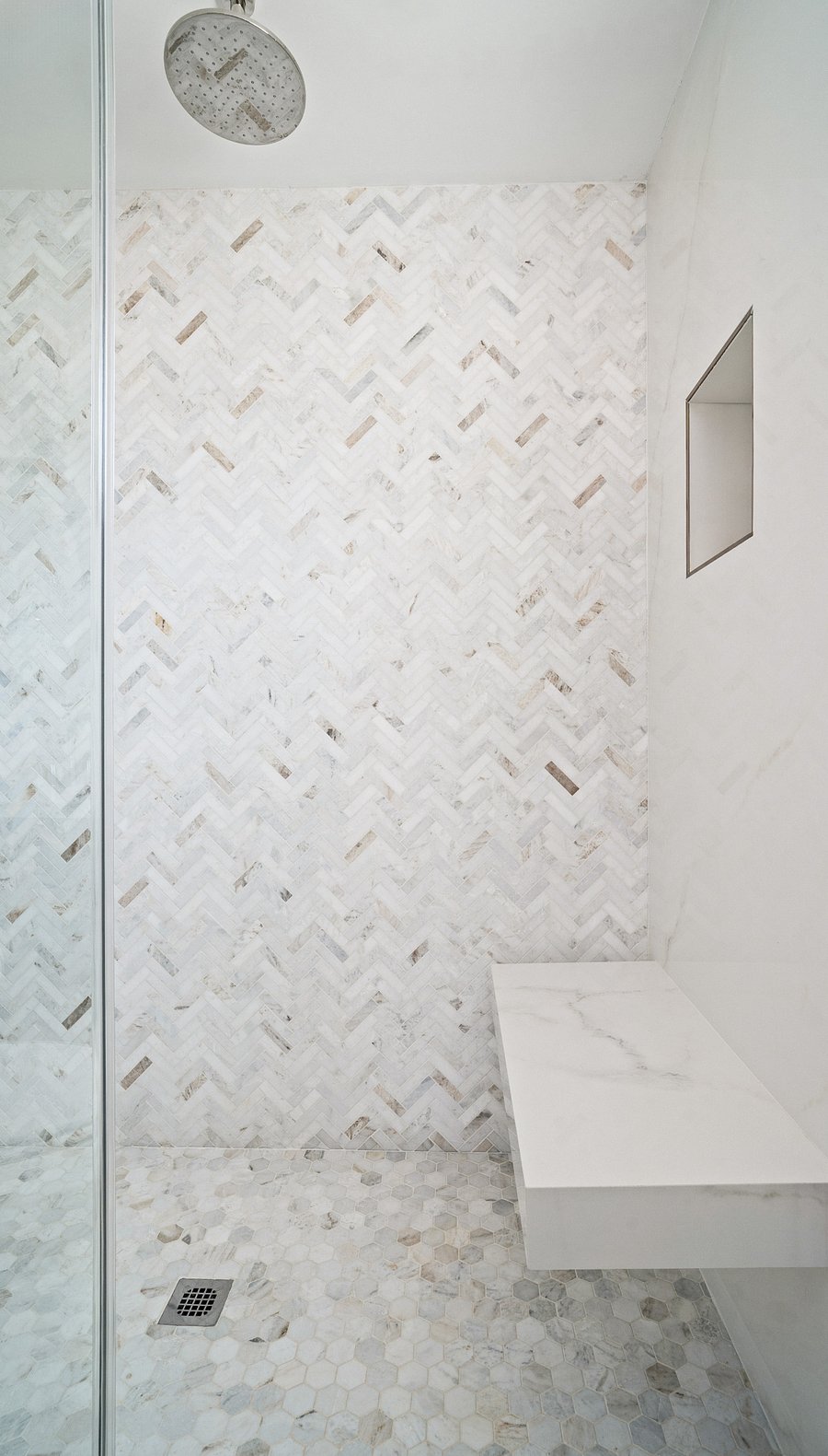 Marble shower and rainfall shower head
