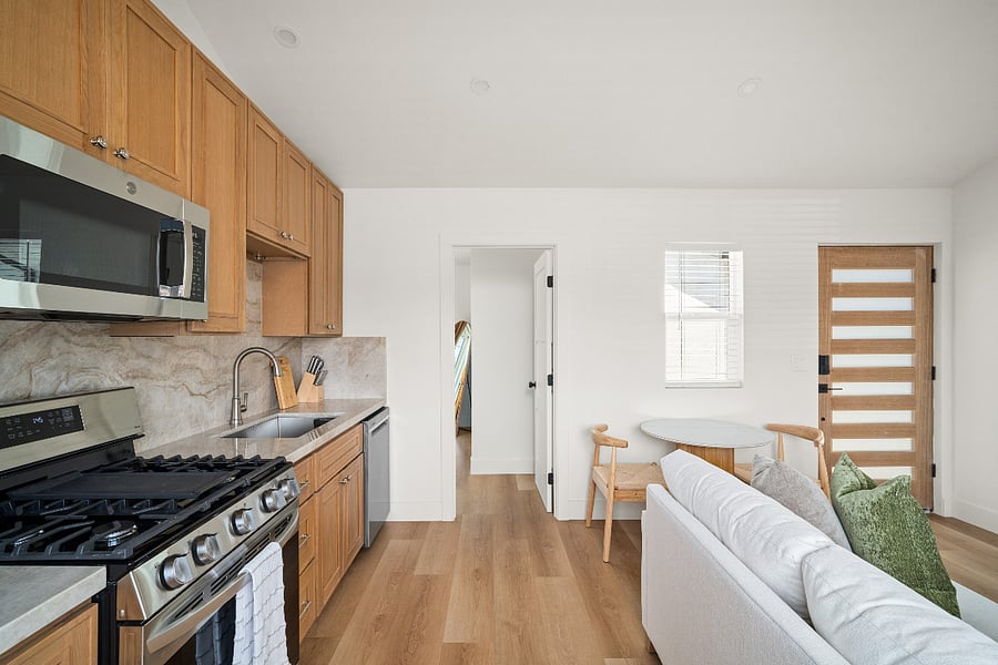 Entrance from the living area to the bedroom
